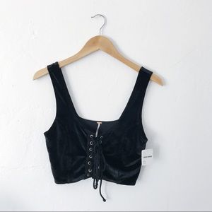 NWT FREE PEOPLE Velvet Corset Crop top